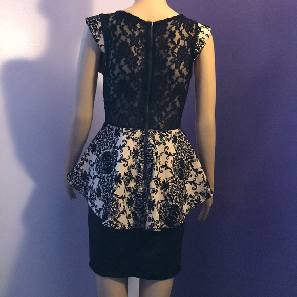 ❌SOLD❌🆕Iris Basic Peplum Dress Black/Tan - Picture 4 of 7